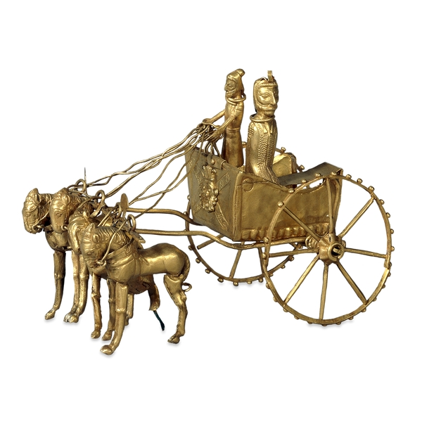 Gold Model Chariot (Persian, Achaemenid, 5th to 4th Century BCE). Tajikistan, River Oxus. Miniature with gold metalwork. From collection of British Museum, London, England.